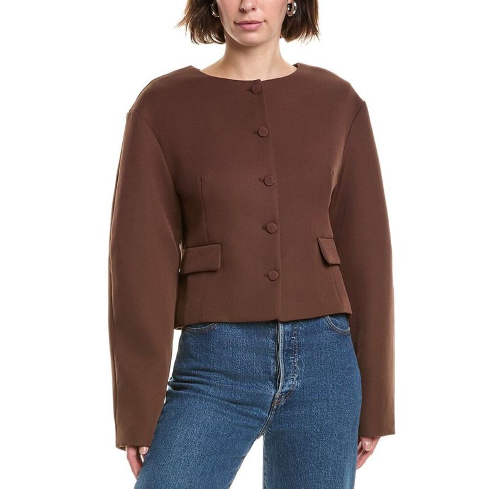 Colette Rose Womens  Solid Jacket, Brown